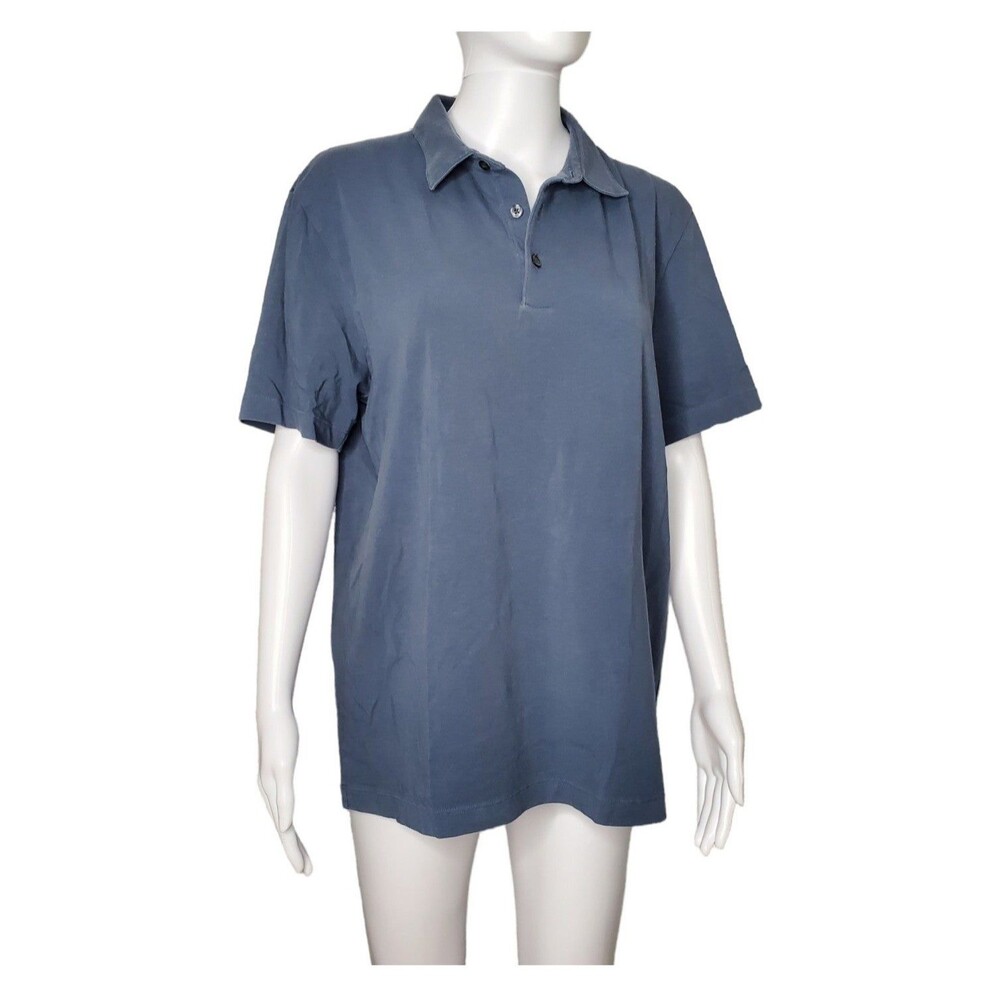 Theory Cotton Polo Unisex Short Sleeve Blue Shirt Men's Size Large